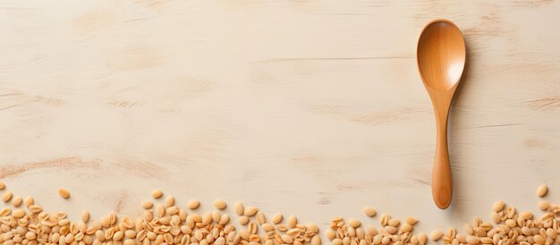 Foto pelotes de madera en un fondo pastel aislado copiar espacio en una cuchara