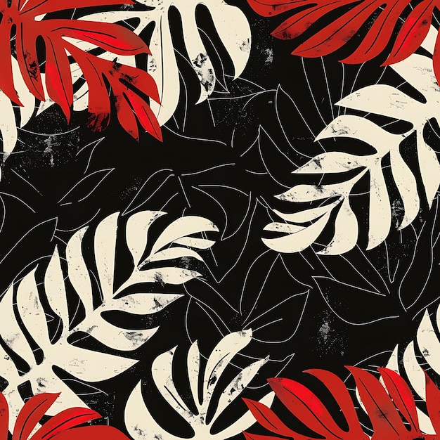Pelúcia de macaco uivante com formas de folhas de filodendro e padrão minimalista azulejos tinta de tatuagem artística sem costura
