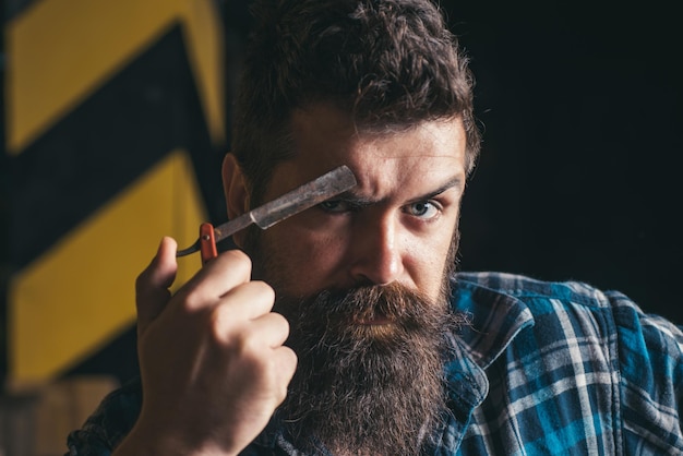 Peluquería y peluquería vintage barbería bigote cera hombre barbudo con bigote largo