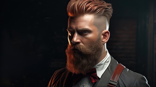 Peluquero profesional con peinado y barba.