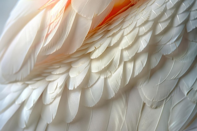 Pena macia e natural em textura fofa e asa com cor frágil e close-up de cisne e pássaro