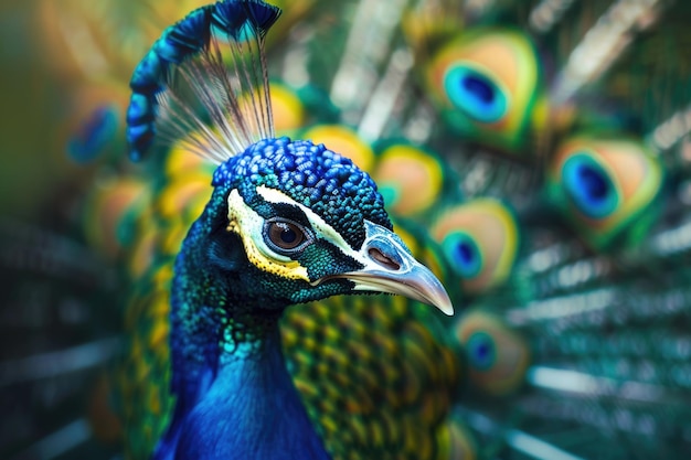 Penas de pavão em close-up Belas penas de pavão verde