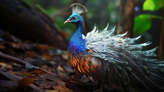 Penas deslumbrantes pássaro majestoso cauda requintada pavão vibrante fotografia de alta definição criativa