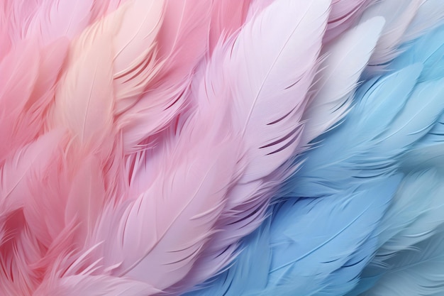 Penas pastel Fonte de cor pastel pluma textura de fundo abstrata plumas pastel papel de parede plumas de pássaro pastel padrão AI Gerativo