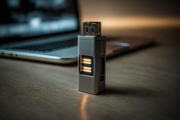 Pendrive sobre mesa Memória USB Flash Drive mais conhecido como pendrive é um dispositivo constituído por uma memória flash que tem a função de armazenar dados em tamanhos GB