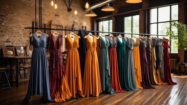 Pendurando lindos vestidos indianos cores diferentes e decoração no mercado