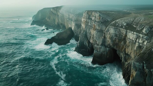 Penhascos costeiros deslumbrantes e vista para o oceano