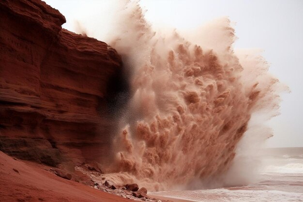 Foto penhascos varridos pelo vento com ondas espumosas do oceano