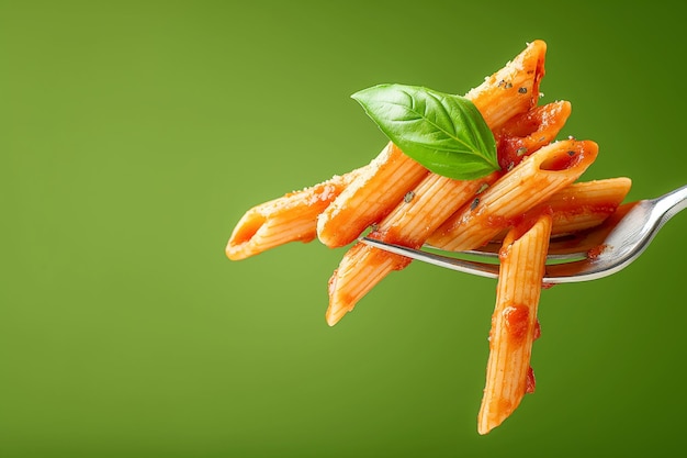 Penne-Pasta mit roter Sauce und grüner Sauce