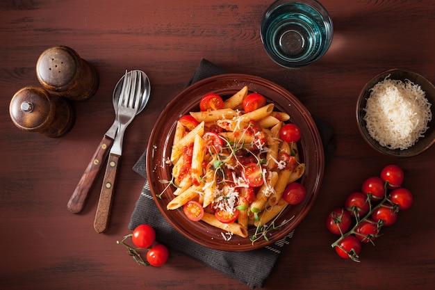 Penne Pasta mit Tomaten und Parmesan