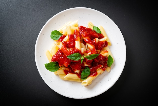 Penne pasta en salsa de tomate