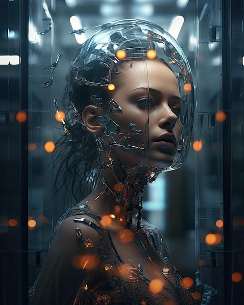 pensamiento transparente la manifestación de vidrio de la inteligencia artificial Ai generado