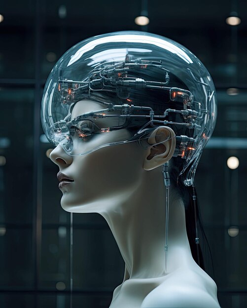 Foto pensamiento transparente la manifestación de vidrio de la inteligencia artificial ai generado