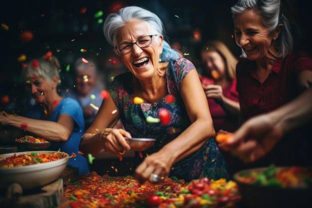 Pensionierte Großeltern kochen gemeinsam