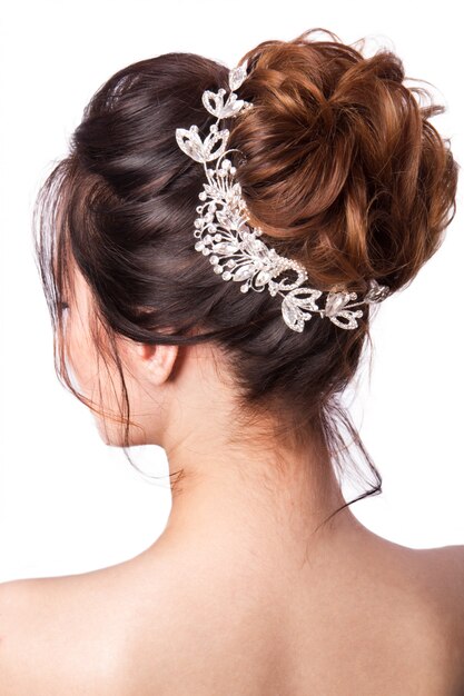 Penteado de casamento de beleza.