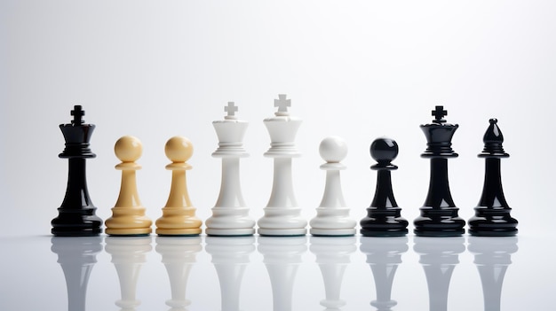 Peões de xadrez minimalistas em um excelente fundo limpo gerado por IA