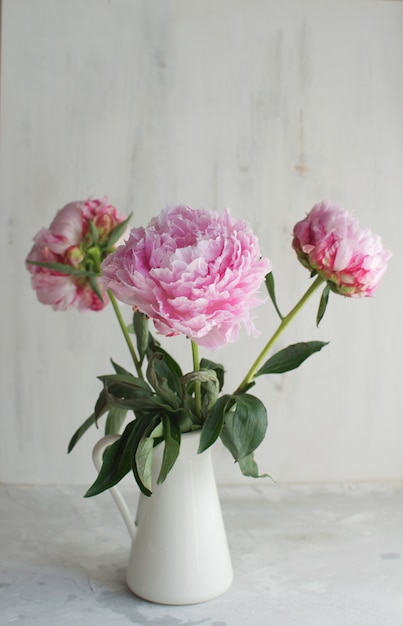 Peônias Flores Branco Vaso branco Tema do casamento