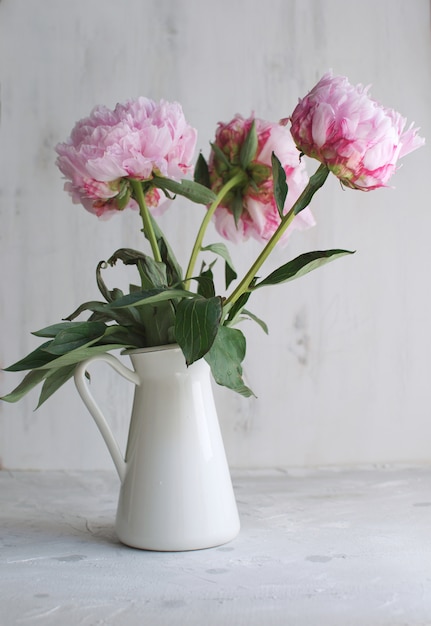 Peônias Flores Branco Vaso branco Tema do casamento