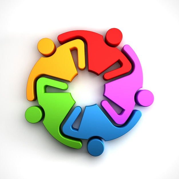 Foto people group teamwork logo 3d-symbol-rendering-illustration