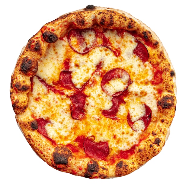 Pepeproni pizza napolitana aislado en el blanco