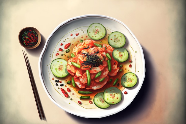 Pepino kimchi é uma refeição picante em conserva da Coréia
