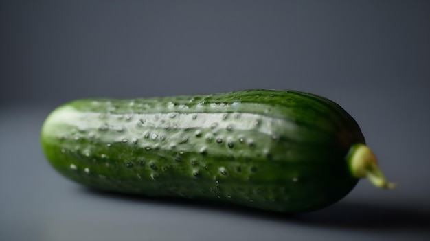 Un pepino con piel verde está cubierto de pequeñas burbujas.