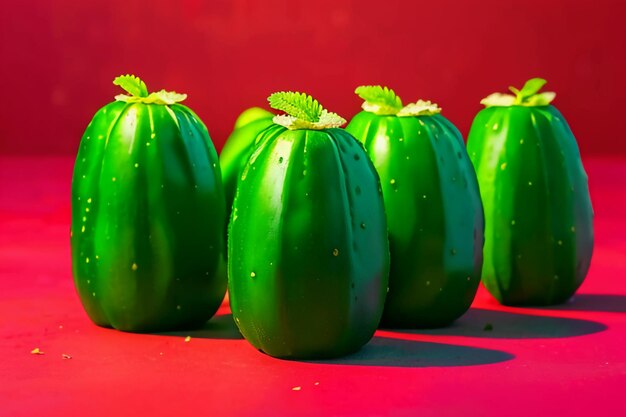 Foto el pepino verde es una verdura nutritiva, deliciosa y fresca. el papel tapiz es una ilustración de fondo.