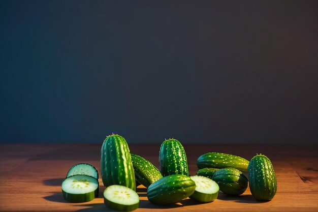 El pepino verde es una verdura nutritiva, deliciosa y fresca. El papel tapiz es una ilustración de fondo.