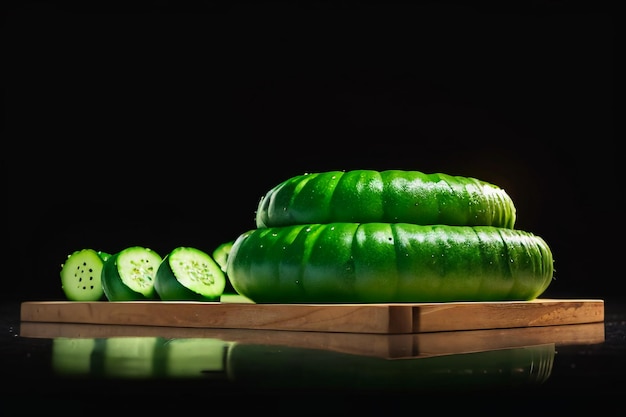 El pepino verde es una verdura nutritiva, deliciosa y fresca. El papel tapiz es una ilustración de fondo.