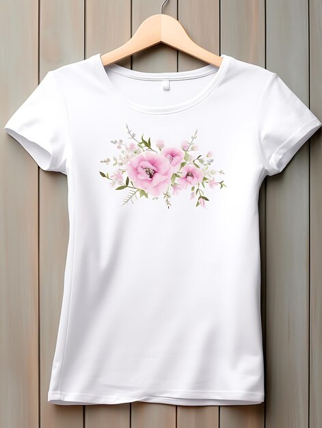 Peplum camiseta bordado floral colores suaves y femeninos Ga limpio blanco blanco sesión de fotos Tee