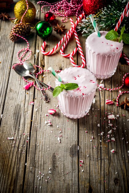 Peppermint Candy Cane Ice Milkshake