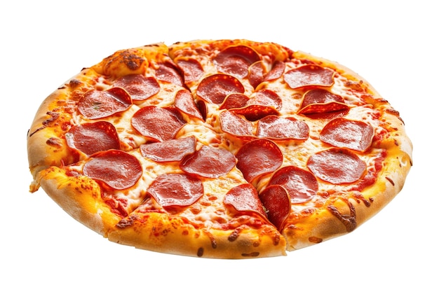 Pepperoni- und Wurstpizza auf weißem Hintergrund