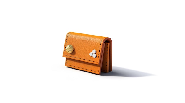Una pequeña billetera naranja con una ranura para monedas de oro.