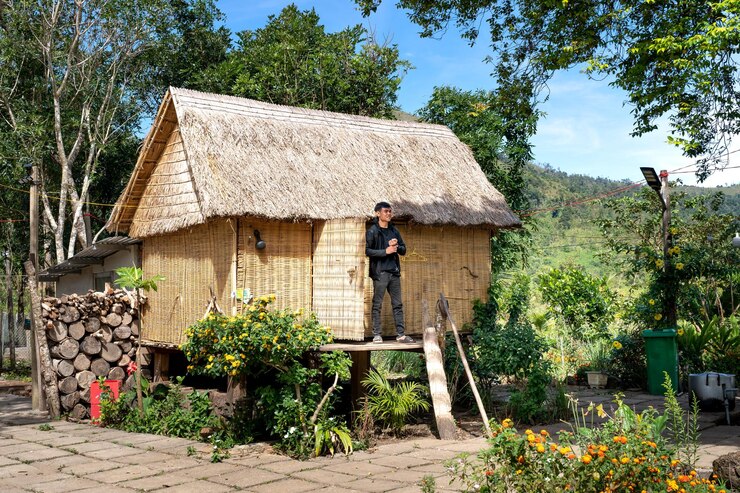Foto pequeña cabaña de madera foto