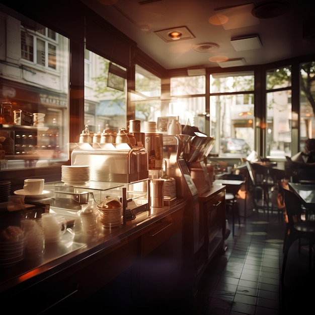 Foto una pequeña cafetería refrescante lo que espero es un cremoso