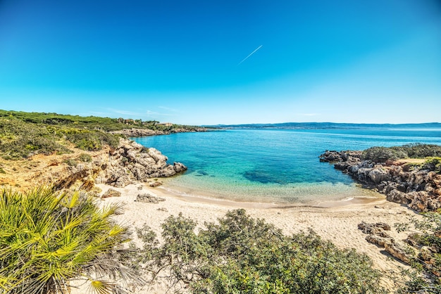 Pequeña cala con rocas y vegetación en Cerdeña Italia