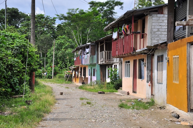 Pequeña calle en el pueblo al lado de la jungla