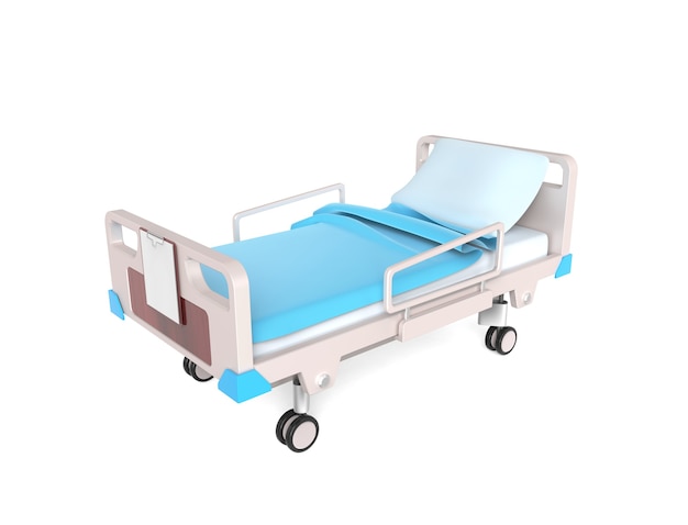 Pequena cama médica 3d isolada no branco