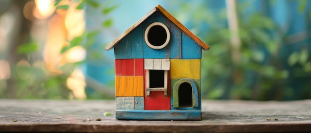 Pequeña casa de juguetes con detalles coloridos perfecta para juegos imaginativos y cuentos.