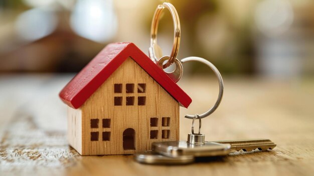 una pequeña casa con una llave que dice "una casa" en la llave