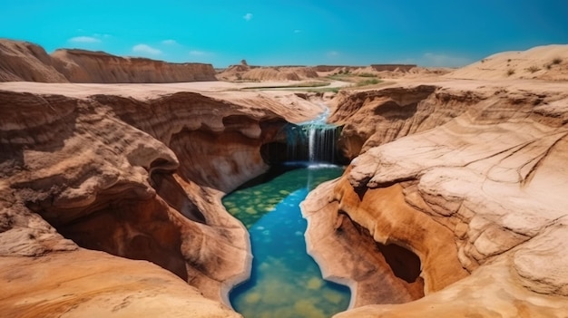 Una pequeña cascada en el desierto