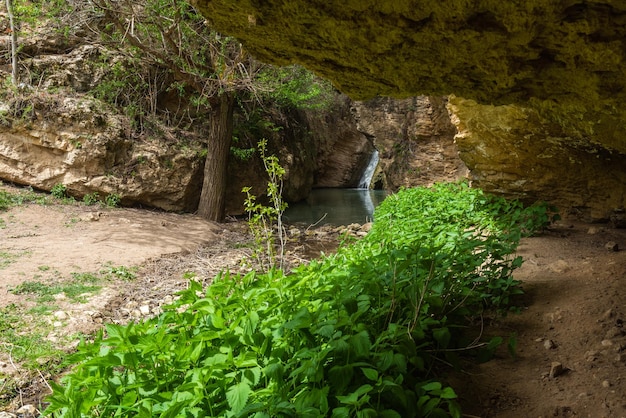 Pequeña cascada hermosa en las montañas