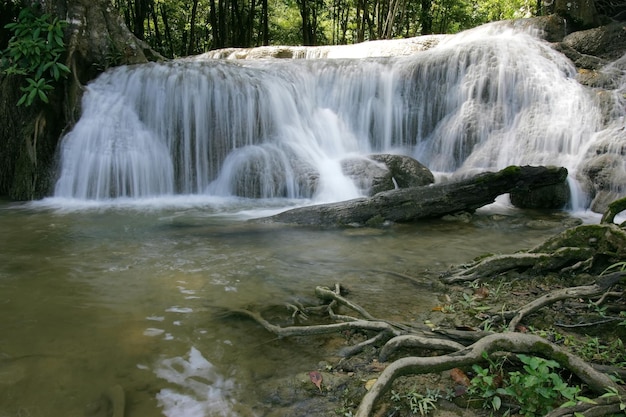 Una pequeña cascada que se ve hermosa.