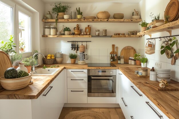 Foto pequeña cocina de madera minimalista moderna en el apartamento de publicidad de fotografía de alimentos