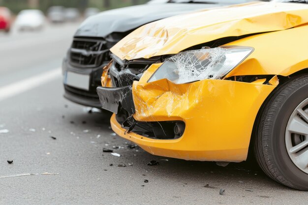Una pequeña colisión entre dos automóviles en la carretera