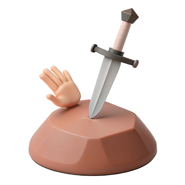 una pequeña estatuilla de una espada con una espada en ella