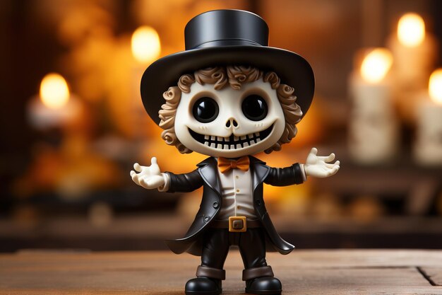 Foto pequena figurina de esqueleto de halloween ilustração de halloween gerada pela ia