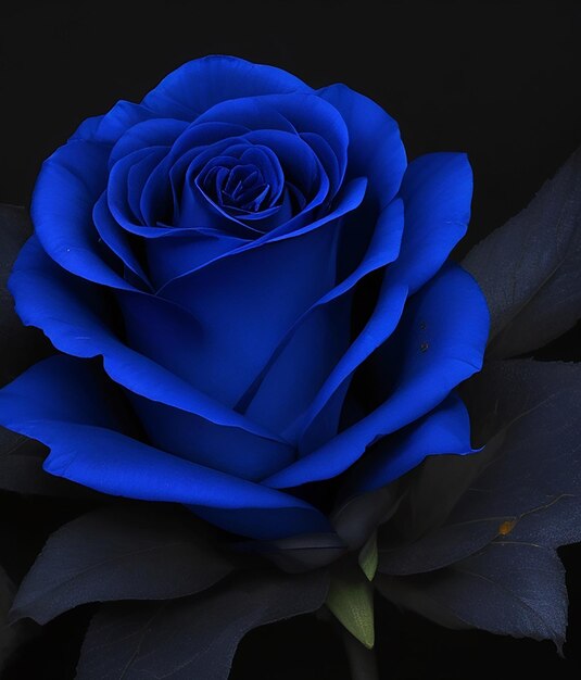 Pequeña flor de rosa real más azul de fondo oscuro