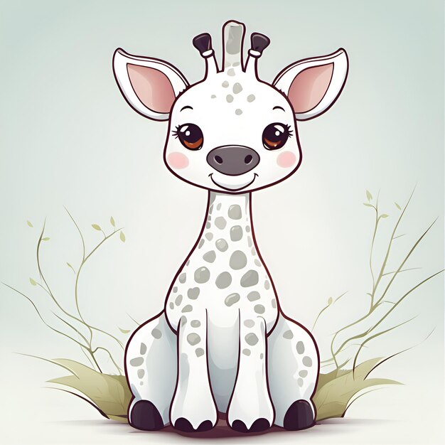 Pequena girafa sorridente de desenho animado