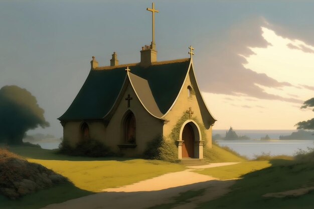 La pequeña iglesia de la película de dibujos animados de disney.